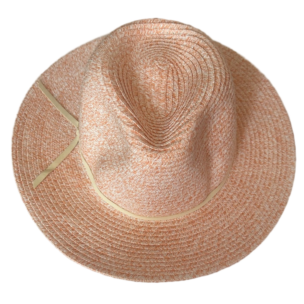 Vince Camuto Coral Straw Fedora with Cream Band - Picture 2 of 5